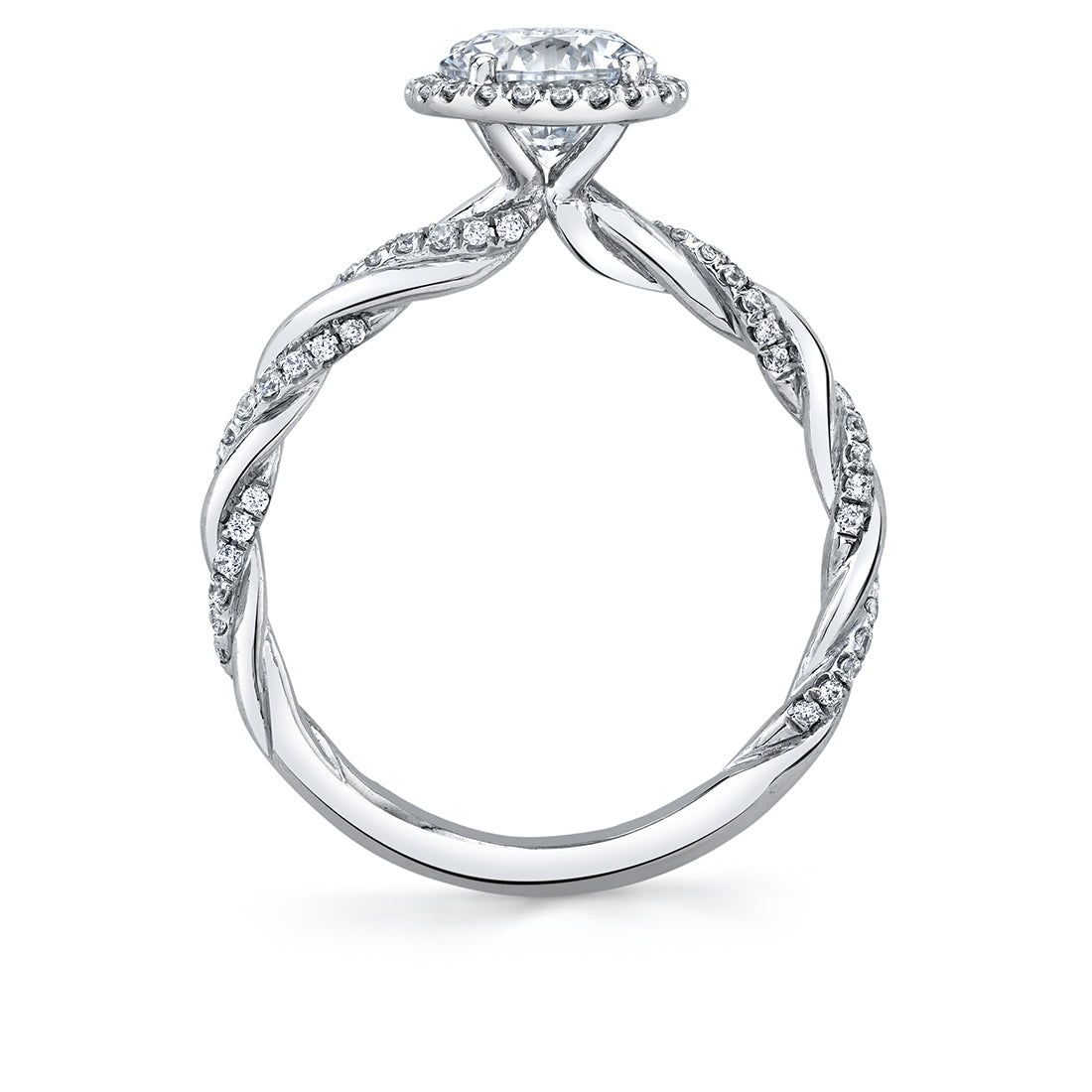 Round Cut Spiral Engagement Ring with Halo - Carson