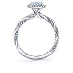 Round Cut Spiral Engagement Ring with Halo - Carson
