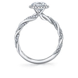 Round Cut Spiral Engagement Ring with Halo - Carson