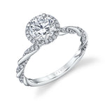 Round Cut Spiral Engagement Ring with Halo - Carson