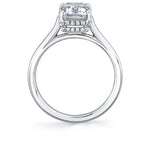 Emerald Cut Solitaire Engagement Ring with Hidden Halo - Carter