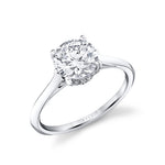 Round Cut Solitaire Engagement Ring with Hidden Halo - Carter