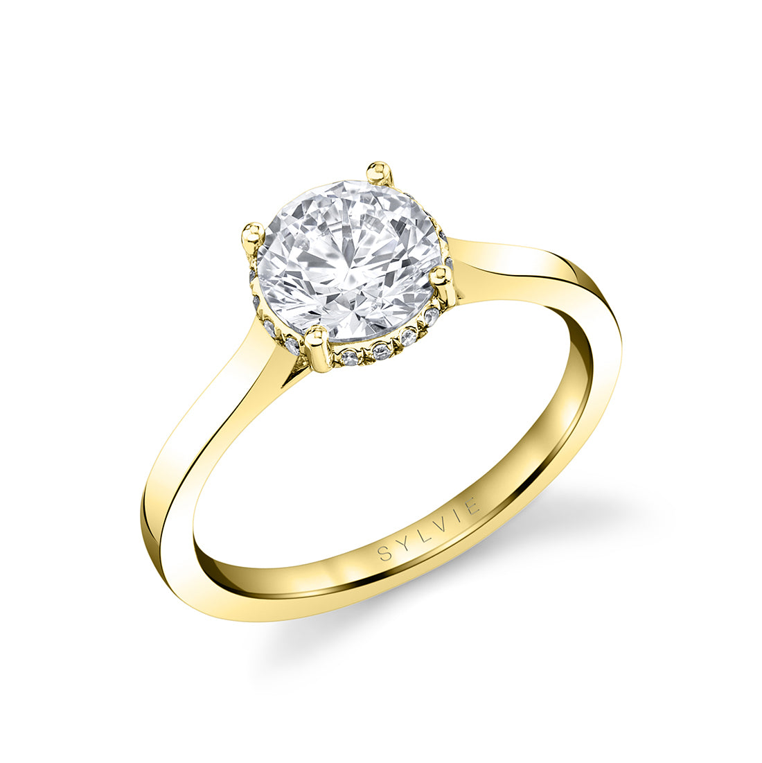 Round Cut Solitaire Engagement Ring with Hidden Halo - Camden