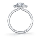 Round Cut Floral Halo Engagement Ring - Angela