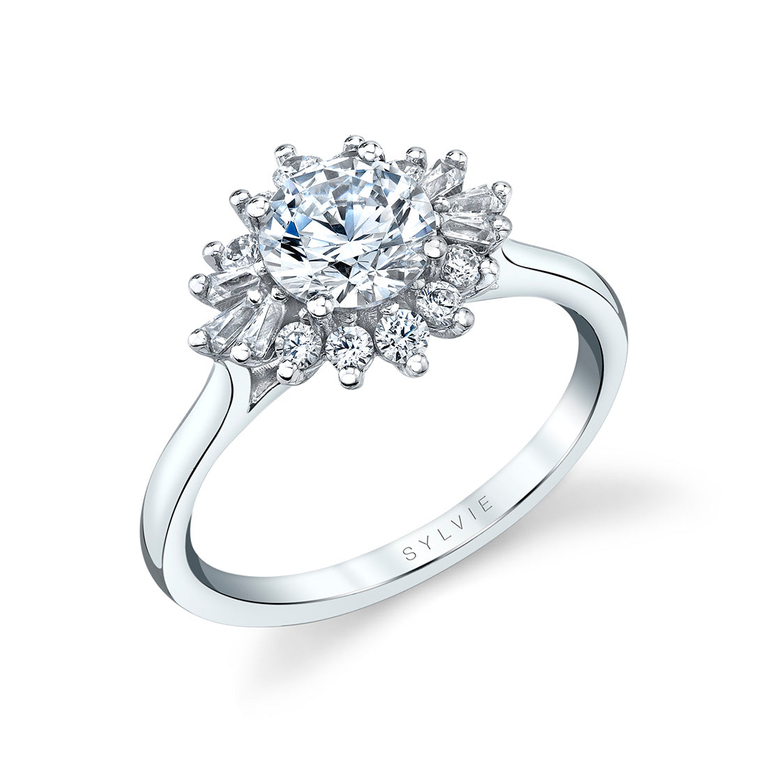 Round Cut Floral Engagement Ring - Aviana
