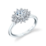 Round Cut Floral Engagement Ring - Aviana