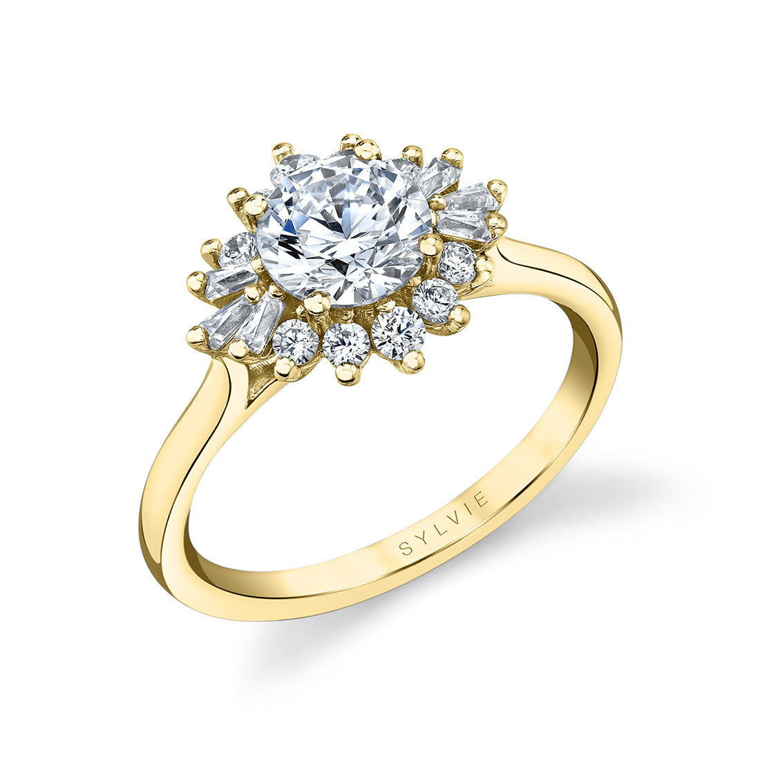 Round Cut Floral Engagement Ring - Aviana