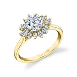 Round Cut Floral Engagement Ring - Aviana