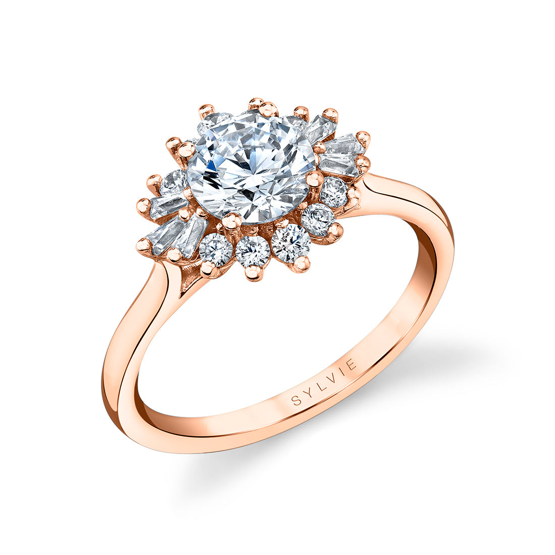 Round Cut Floral Engagement Ring - Aviana