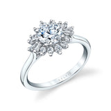 Round Cut Floral Engagement Ring - Aviana