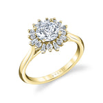 Round Cut Floral Engagement Ring - Addyson