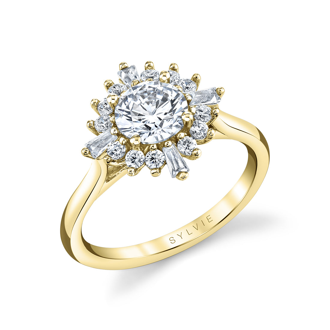 Round Cut Floral Engagement Ring - Ariah