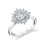 Round Cut Floral Engagement Ring - Ariah