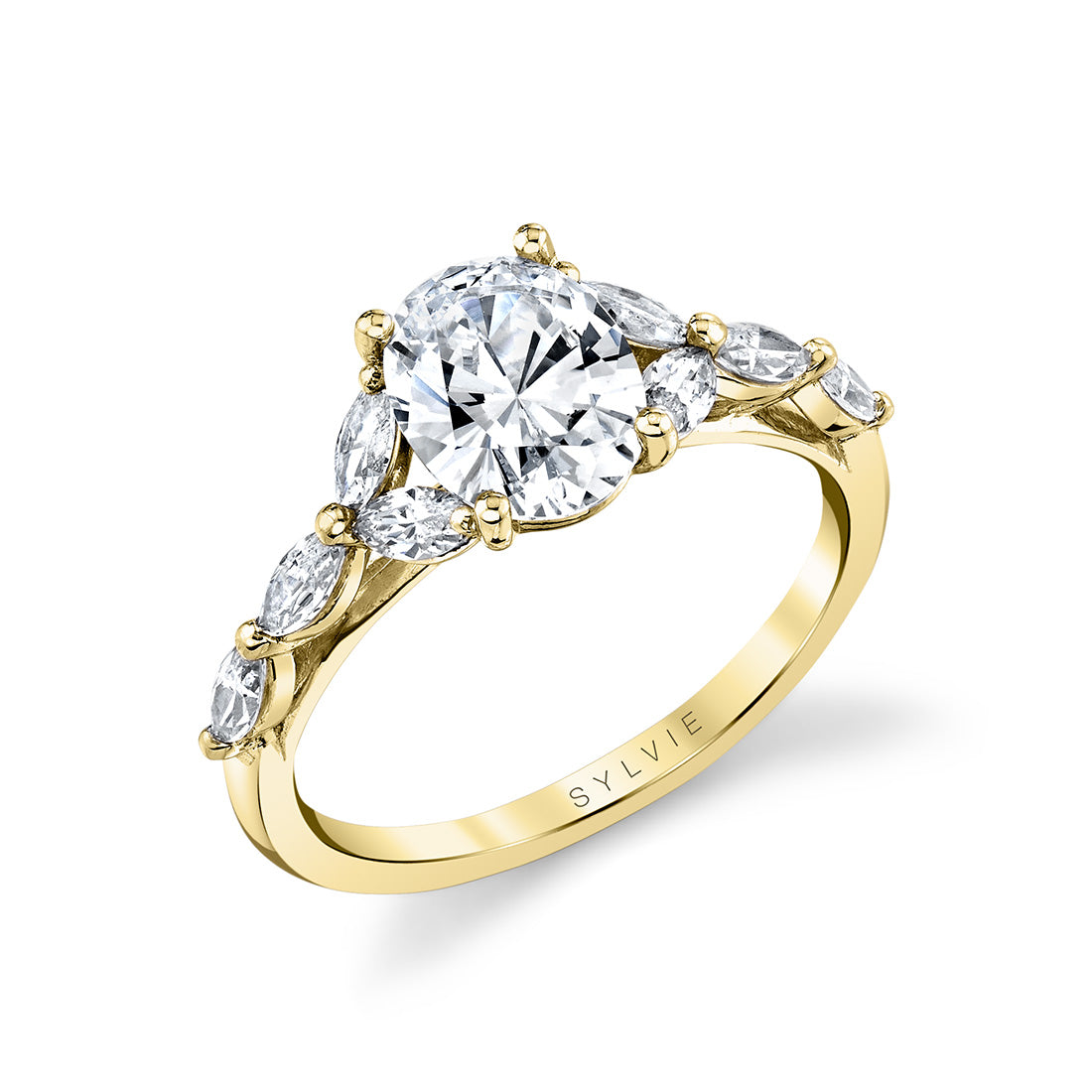 Oval Cut Multi Marquise Engagement Ring - Berkley