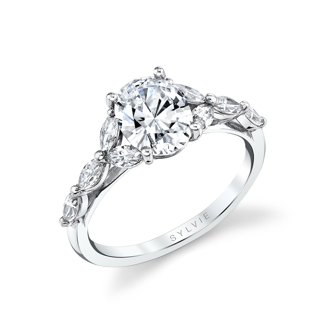 Oval Cut Multi Marquise Engagement Ring - Berkley