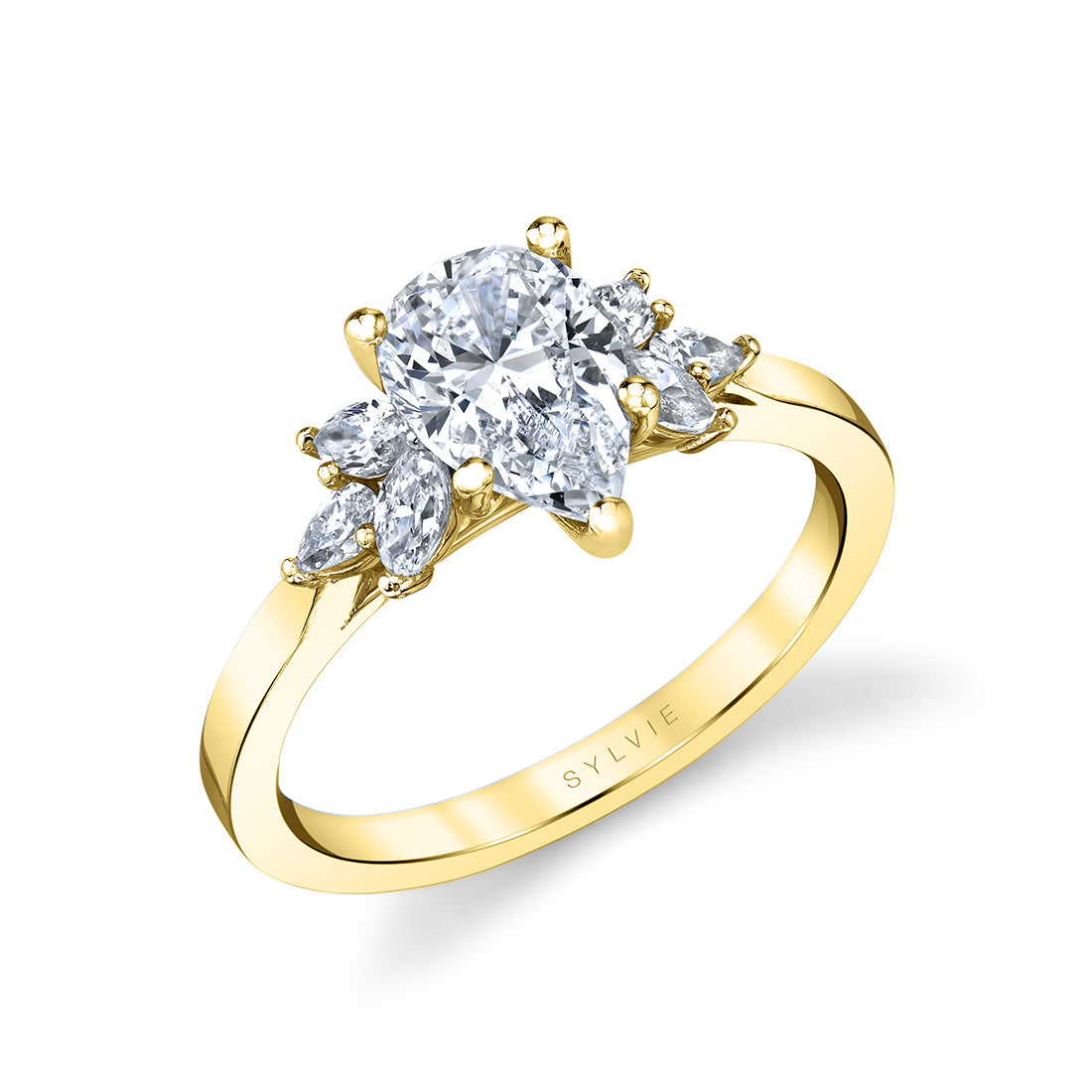 Pear Cut Multi Side Stone Engagement Ring - Darby