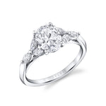 Oval Cut Engagement Ring with Marquis Accent Side Diamonds - Dawsyn