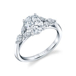 Oval Cut Engagement Ring with Marquise Accent Side Diamonds - Daylin