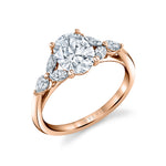 Oval Cut Engagement Ring with Marquise Accent Side Diamonds - Daylin