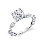 Round Cut Spaced Marquise Diamond Engagement Ring - Eszter