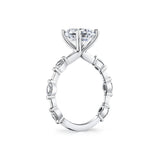 Round Cut Spaced Marquise Diamond Engagement Ring - Eszter