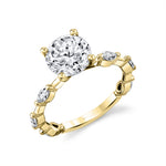 Round Cut Spaced Marquise Diamond Engagement Ring - Eszter