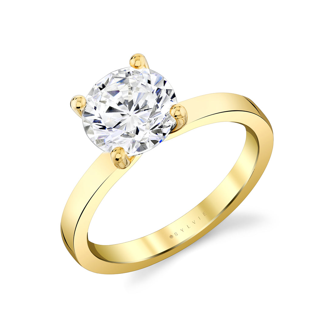 Round Cut Flat Edge Solitaire Engagement Ring - Harlow