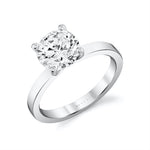 Round Cut Flat Edge Solitaire Engagement Ring - Harlow