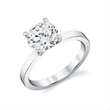 Round Cut Flat Edge Solitaire Engagement Ring - Harlow