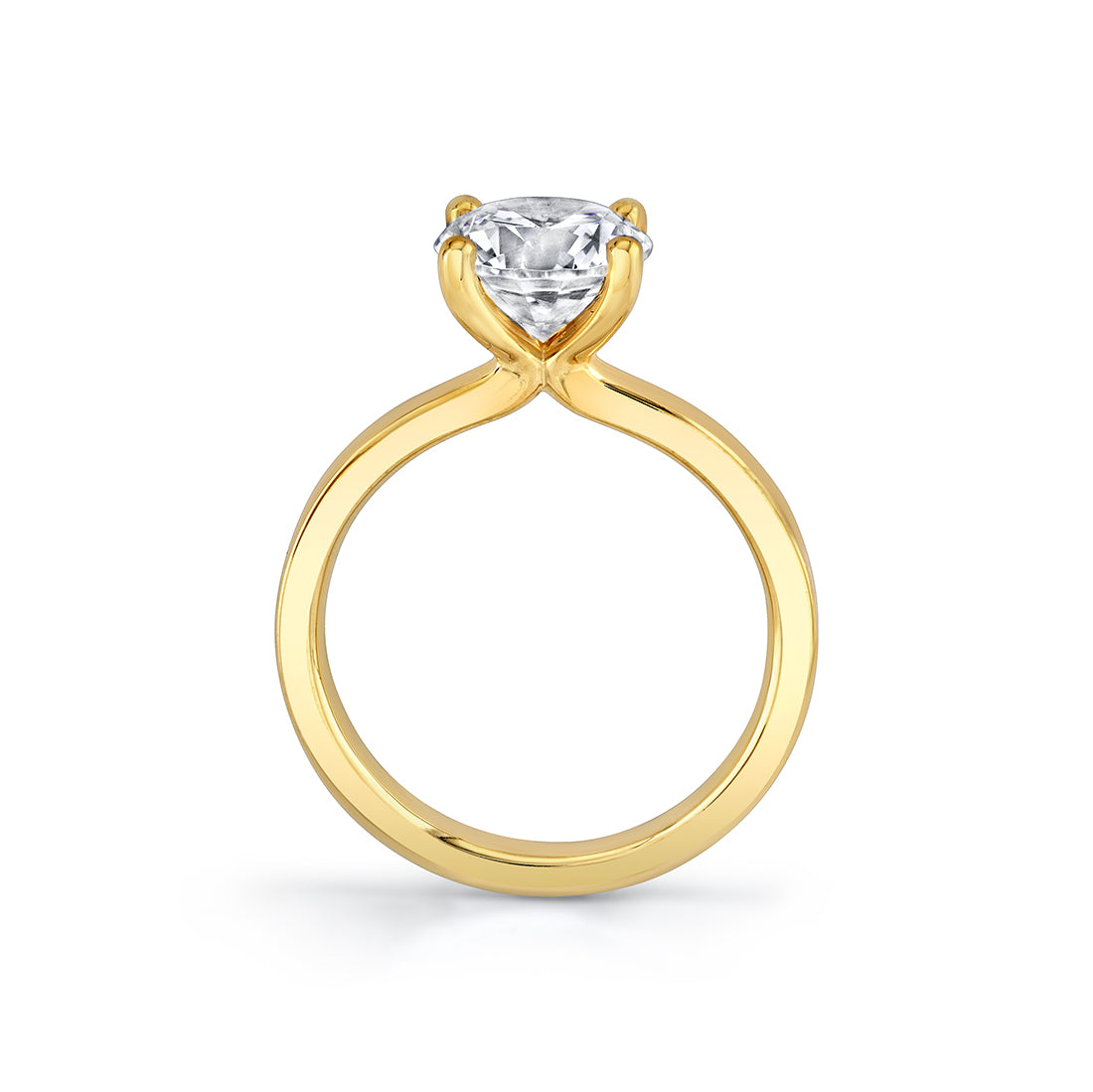 Round Cut Flat Edge Solitaire Engagement Ring - Harlow