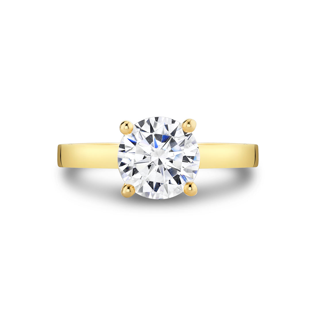Round Cut Flat Edge Solitaire Engagement Ring - Harlow