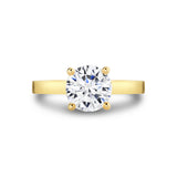 Round Cut Flat Edge Solitaire Engagement Ring - Harlow