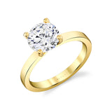 Round Cut Flat Edge Solitaire Engagement Ring - Harlow