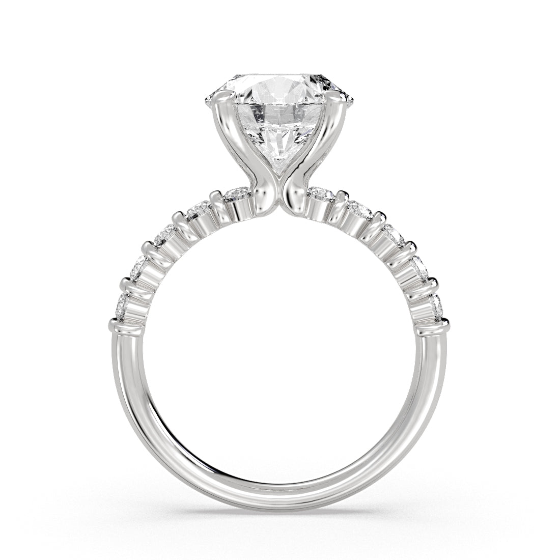 Round Cut Bar Set Diamond Engagement Ring - Nell