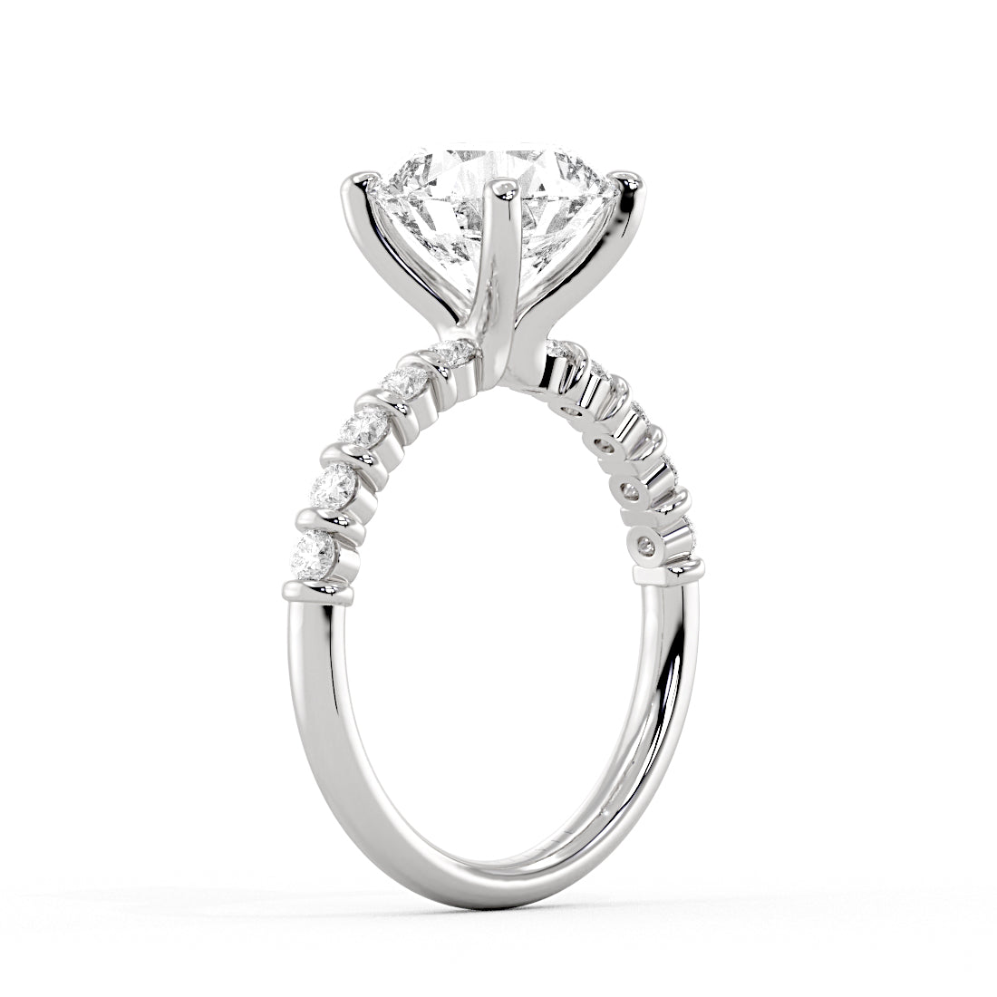 Round Cut Bar Set Diamond Engagement Ring - Nell