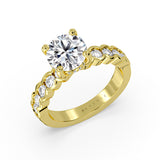 Round Cut Half Bezel Diamond Engagement Ring - Haven