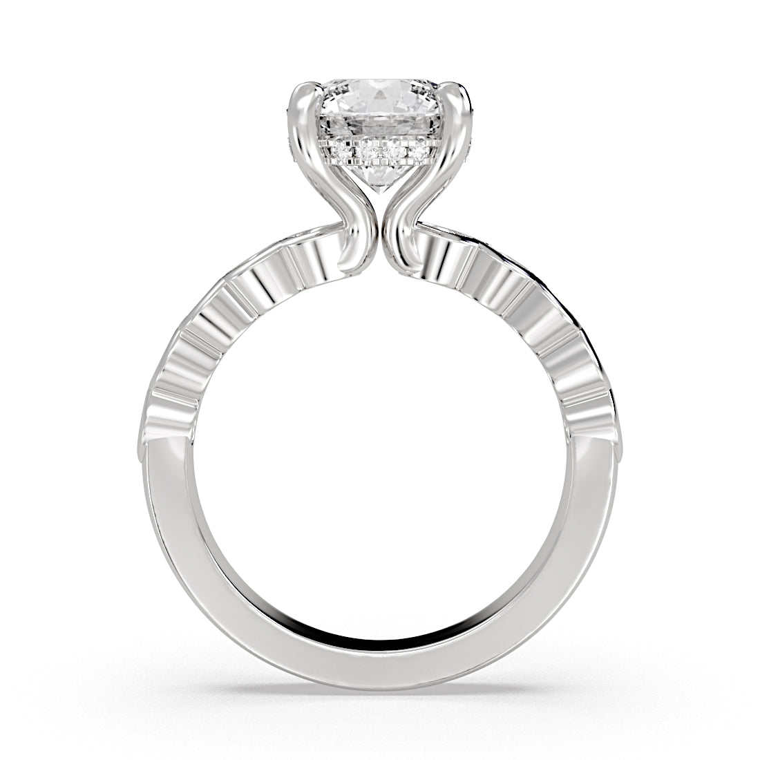 Round Cut Half Bezel Diamond Engagement Ring - Haven
