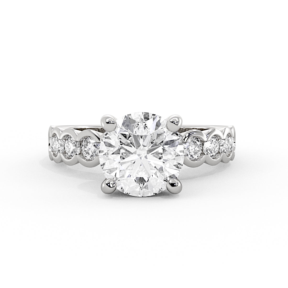 Round Cut Half Bezel Diamond Engagement Ring - Haven