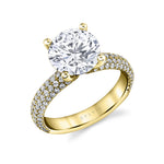 Round Cut Micro Pave Engagement Ring - Ursula