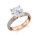 Round Cut Micro Pave Engagement Ring - Ursula
