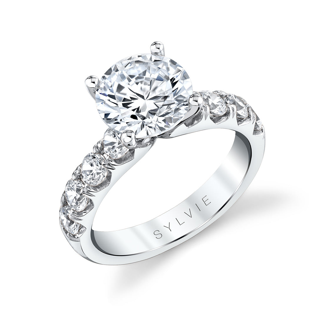 Thick Band Classic Diamond Round Cut Engagement Ring - Dariana
