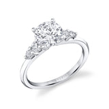 Round Cut Classic Engagement Ring with Side Stones - Daria