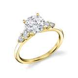 Round Cut Classic Engagement Ring with Side Stones - Daria