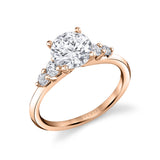 Round Cut Classic Engagement Ring with Side Stones - Daria