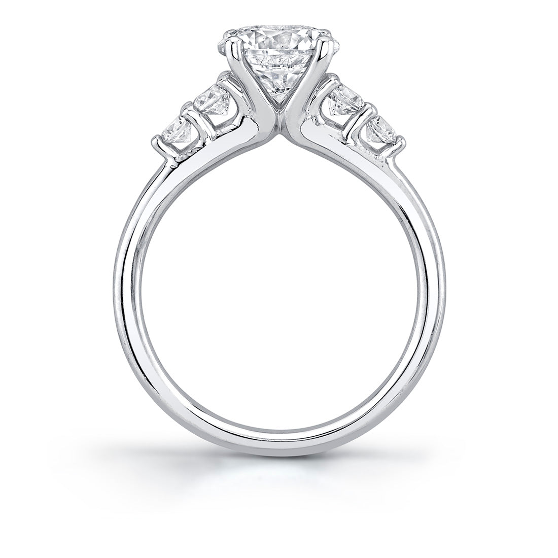 Round Cut Classic Engagement Ring with Side Stones - Daria