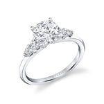 Round Cut Classic Engagement Ring with Side Stones - Daria