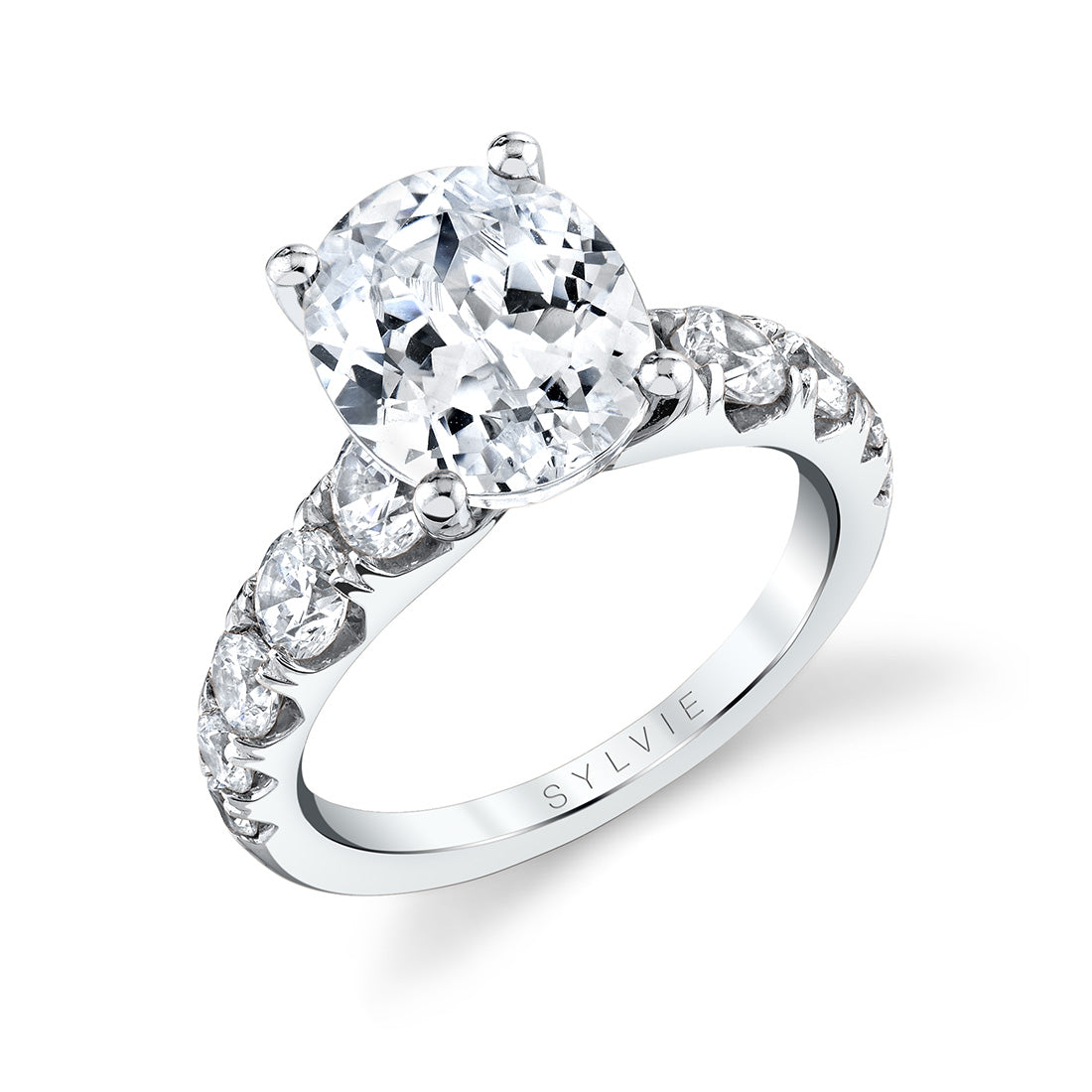 Thick Band Classic Diamond Oval Cut Engagement Ring - Darla