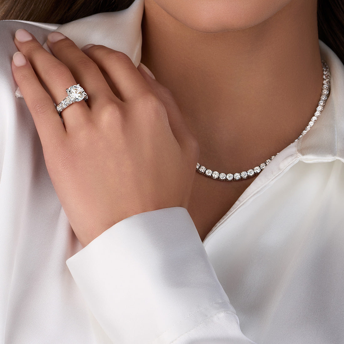 Thick Band Classic Diamond Round Cut Engagement Ring - Darlene