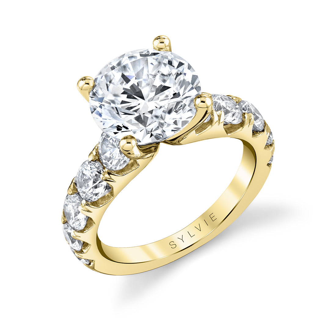 Thick Band Classic Diamond Round Cut Engagement Ring - Darlene