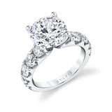 Thick Band Classic Diamond Round Cut Engagement Ring - Darlene